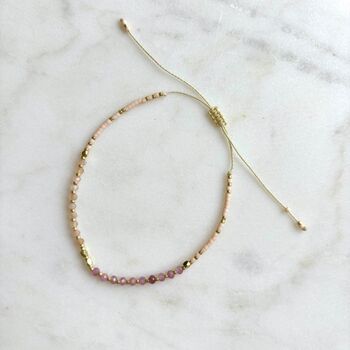 Dainty Pink And Gold Beaded Bracelet, 3 of 3