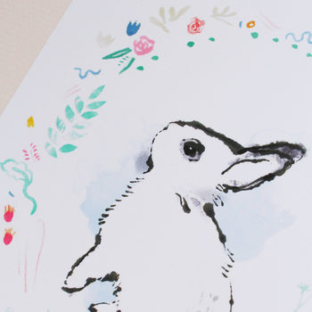 Dwarf Hotot Bunny Illustration Print, 3 of 6