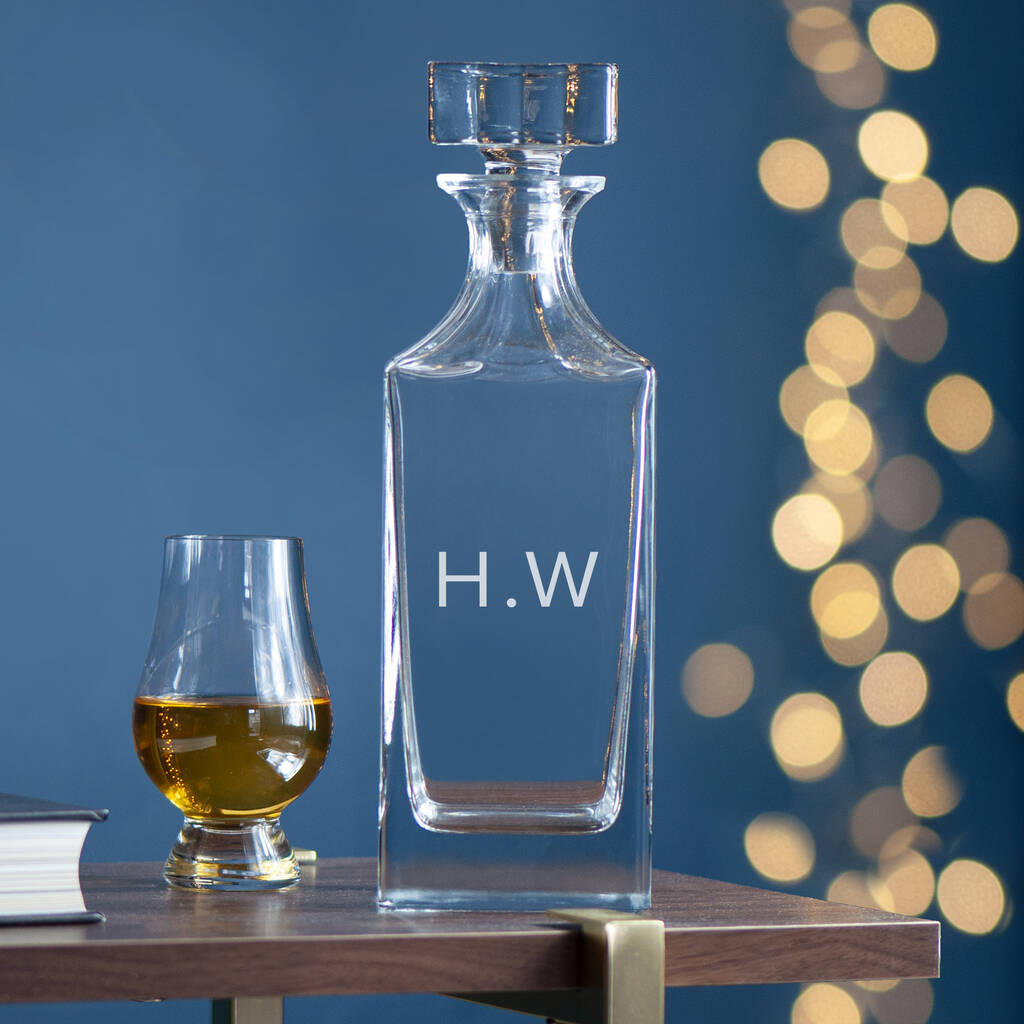 Personalised Timeless Initials Glass Square Decanter, 1 of 4