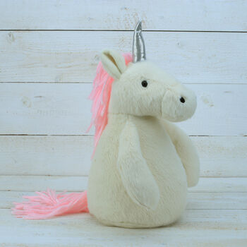 Unicorn Plush Door Stop, With Silver Sparkly Horn, 3 of 3