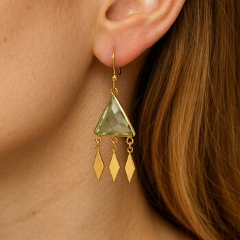 Bohemian Green Amethyst Dangle Earrings, 3 of 5