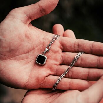 Black And Silver Onyx Pendant Necklace, 2 of 12