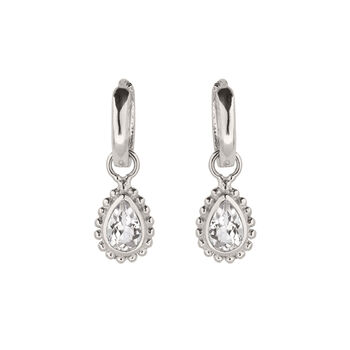 April Birthstone White Topaz Sterling Silver Huggie Hoop Earrings, 2 of 12