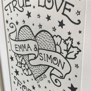 True Love Tattoo Personalised Print, 2 of 2