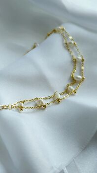 Pearl Woven Adjustable Chain Bracelet In 16k Gold Vermeil On Sterling Silver, Dainty Chain, 3 of 10