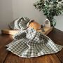 Sea Green Check Linen Tea Towel, thumbnail 3 of 3