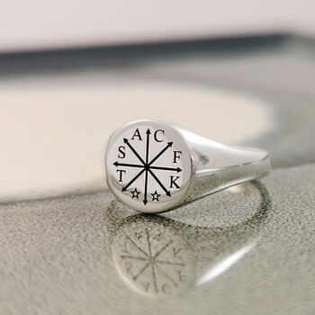 Family Initials Silver Signet Ring, 4 of 9
