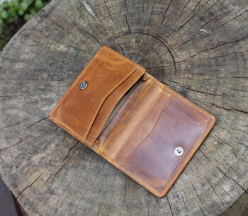 Personalised Tan Leather Card Holder – Slim Rfid Wallet, 5 of 9