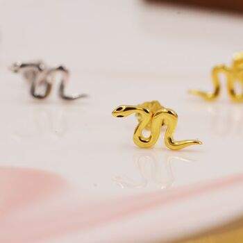 Sterling Silver Small Snake Stud Earrings, 5 of 11