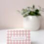 Happy Birthday Pink Gingham Mini Greetings Card, thumbnail 1 of 3