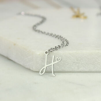 Heart Adorned Handwritten Initial Necklace, 4 of 10