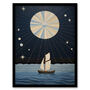 Sailing Into The Moonlight Striking Sea Wall Art Print, thumbnail 5 of 6
