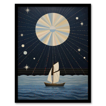 Sailing Into The Moonlight Striking Sea Wall Art Print, 5 of 6