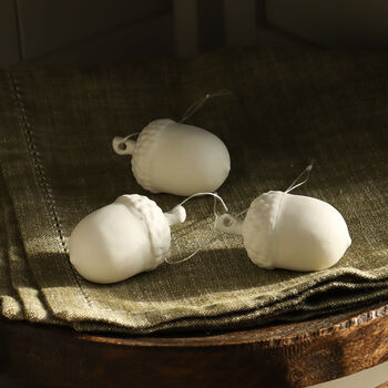 Three White Porcelain Acorn Tree Decorations, 2 of 5