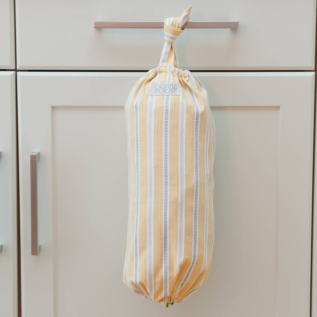 ledbury ochre grey carrier bag holder by cottage in the hills