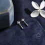 Sterling Silver Four Cz And Droplet Stud Earrings, thumbnail 5 of 10