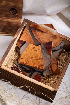 Limited Four Wooden Resin Coasters + Wooden Box Set, 9 of 10