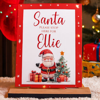 Customisable Santa Stop Here Acrylic Sign With Base Children Christmas Eve, 4 of 5