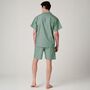 Men's 'Green Flash' Stripe Crisp Cotton Short Pyjama Set, thumbnail 3 of 4