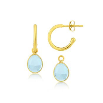Manhattan Gold Plated And Blue Topaz Gemstone Earrings, 3 of 4
