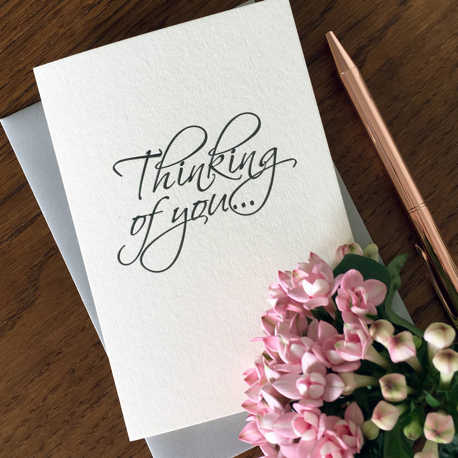 'Thinking Of You' Script Style Letterpress Card