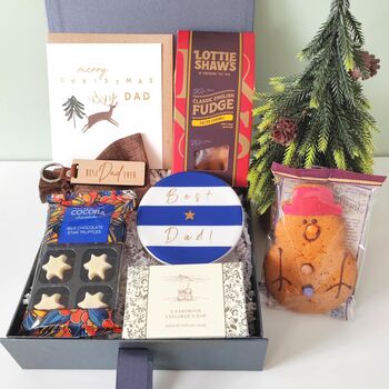 Luxury ‘Best Dad’ Christmas Gift Box – With Coaster, Keyring, Treats And Card, 2 of 8