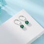 Emerald Green Cz Lever Back Hoop In Sterling Silver, thumbnail 1 of 12