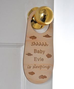 Personalised Baby Is Sleeping Door Hanger, 2 of 2