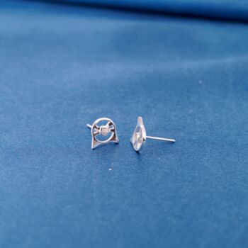 Cat Cz Stud Earrings, Cute Animal Earrings, Sterling Silver, 3 of 8