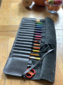 Pencil Tool Case Roll On Leather Extra Long, 5 of 9
