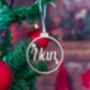 Personalised Name Wooden Christmas Decoration Bauble, thumbnail 2 of 3