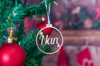 Personalised Name Wooden Christmas Decoration Bauble, 2 of 3