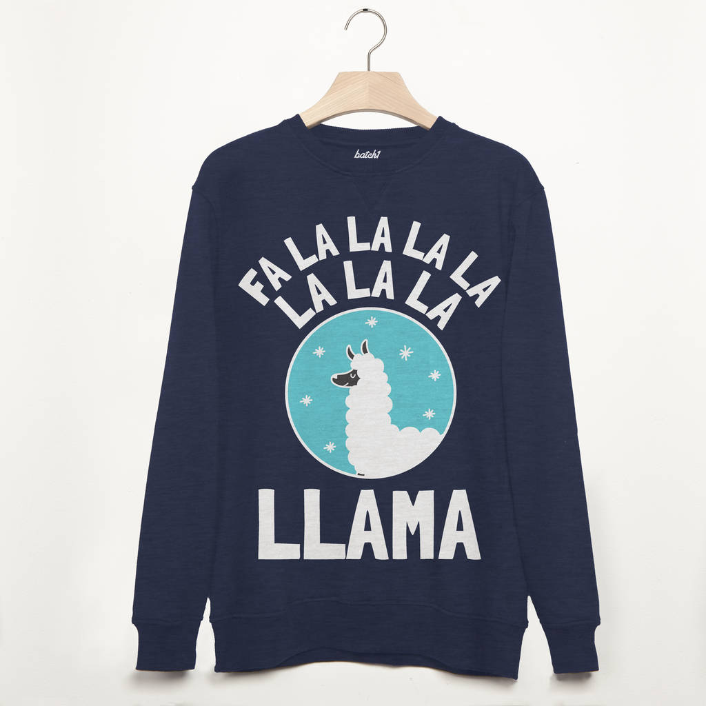 Fa La La Llama Men's Festive Christmas Sweatshirt, 1 of 3