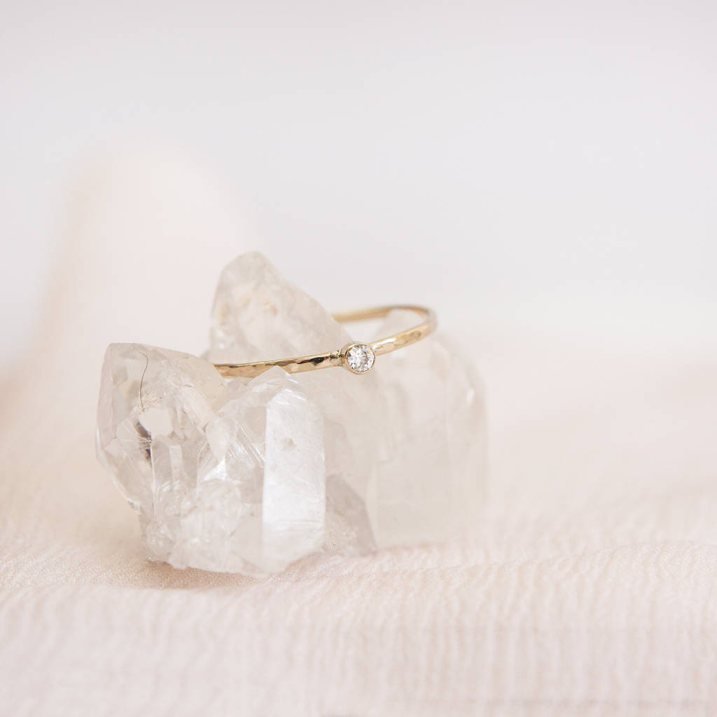 Bimini Ring // Tiny Diamond And Gold Stacking Ring, 1 of 6