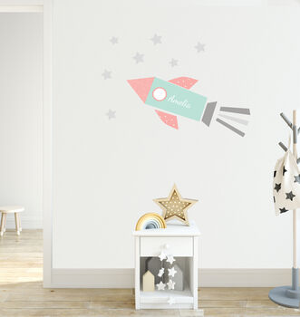 Rocket Name Fabric Wall Sticker, 4 of 6
