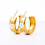 Gold Floral Enamel Hoop Earrings In A Gift Box, thumbnail 3 of 6