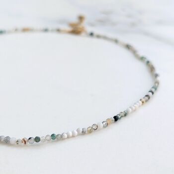 Inner Peace, Balance, Grounding And Abundance Skinny Gemstone Beaded Necklace, 4 of 8