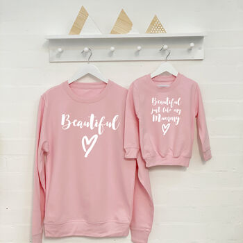 'Beautiful' Mother And Daughter Matching Sweatshirt Set, 4 of 8