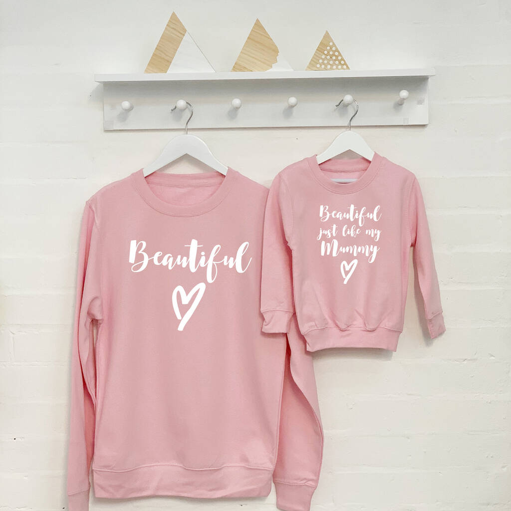 'Beautiful' Mother And Daughter Matching Sweatshirt Set, 1 of 5