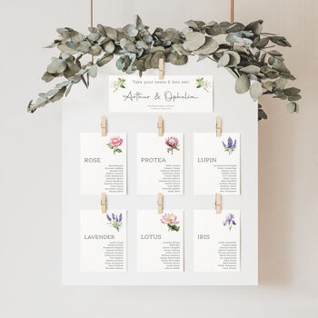 Flower Themed Wedding Table Plan Cards, 2 of 8