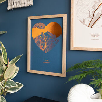 Personalised Textures Style Foil Heart Map Print, 2 of 6