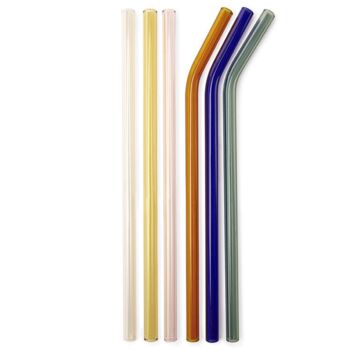 Set Of Six Coloured Reusable Glass Straws, 2 of 4