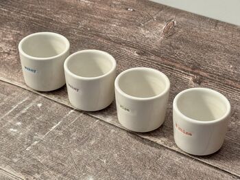 Set Of Four ‘Wakey Wakey Rise And Shine’ Egg Cups, 2 of 4