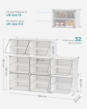 Six/Eight Slot Interlocking Shoe Rack Cabinet Organiser, 9 of 9