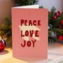 White Dove Peace Love Joy Christmas Card, thumbnail 1 of 3