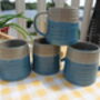 Set Of Four Reactive Glaze Brûlée Mugs In Light Blue And Grey Mist, thumbnail 9 of 10