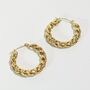 18 K Gold Braided Chubby Tube Hoop Earrings, thumbnail 6 of 10