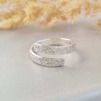 Silver Bark Band Wrap Ring, 8 of 10