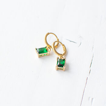 Emerald Green Huggie Earrings, 6 of 9