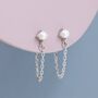 Sterling Silver Pearl And Chain Earrings, thumbnail 1 of 12